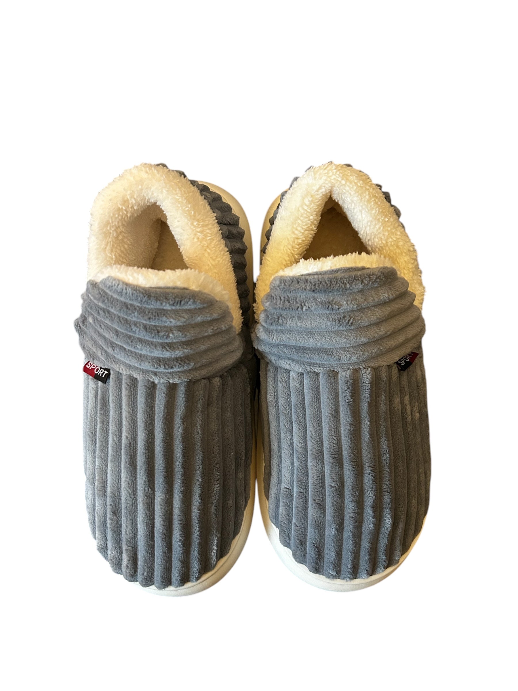 Top look at sleek grey slippers with warm lining