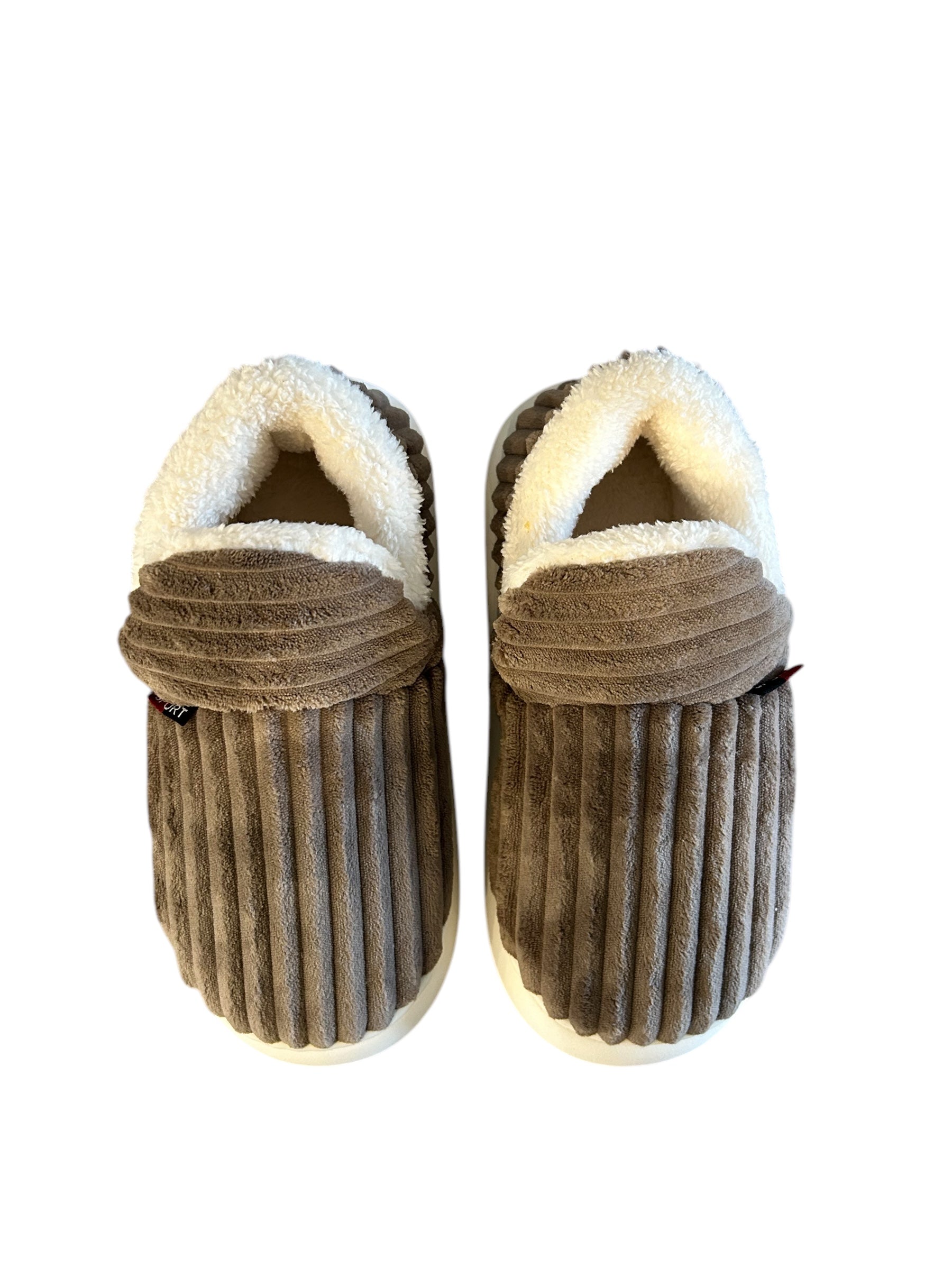 Top view of The Little Softie Brown warm and flexible slippers