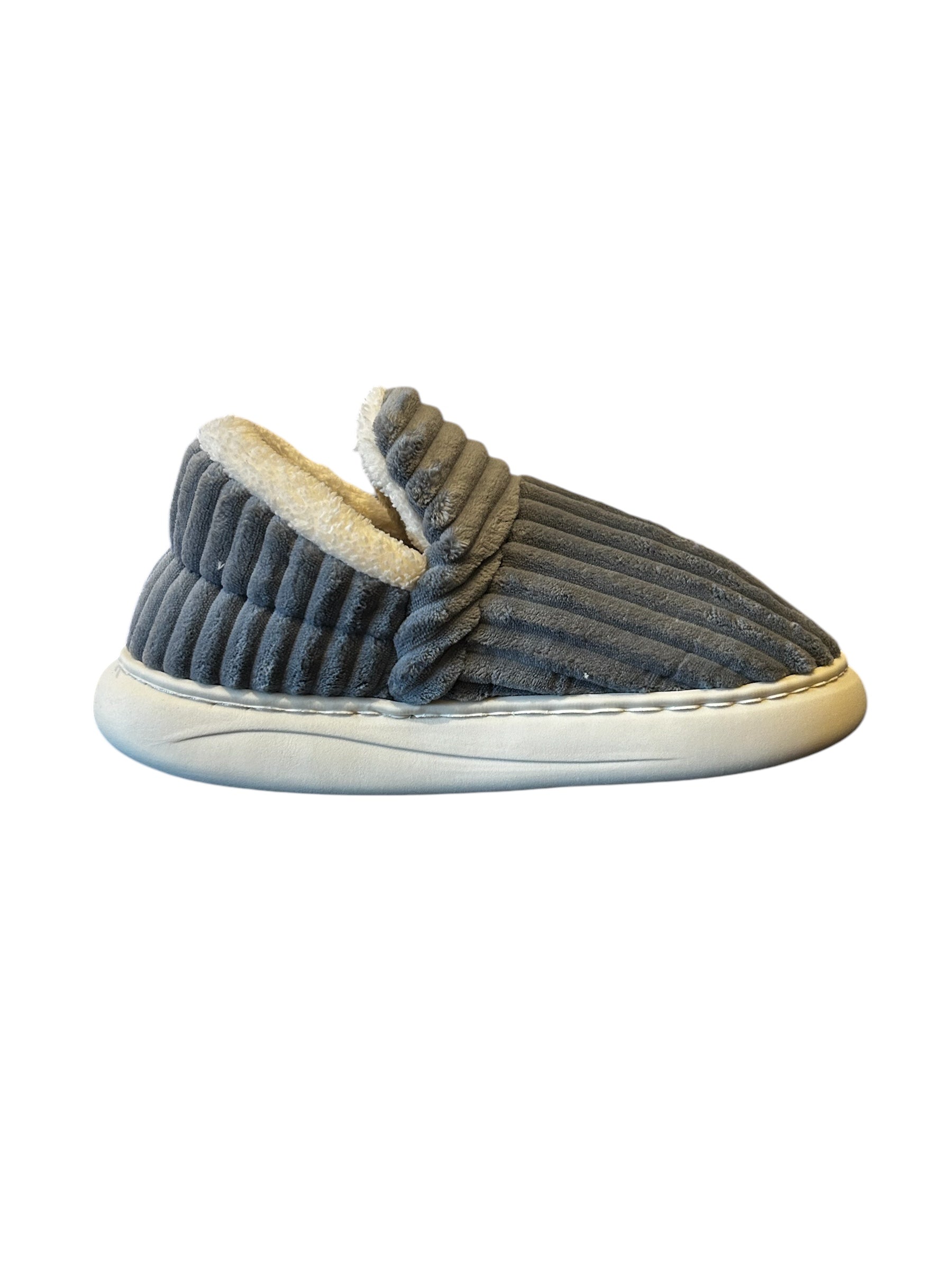 Side view of grey lightweight slippers – The Little Softie